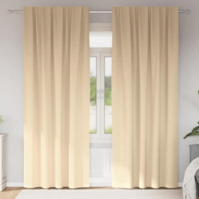 Berkfield Curtains With Curtains 2 Pcs Cream 260 X 140 Cm Polyester - image 1