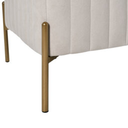 Wyld And Coco Off-White Velvet Rectangular Bench With Gold Metal Legs 91 X 47 Cm, Vertically Tufted - thumbnail 7