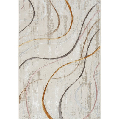Ivory Multicolor Modern Rug, Anti-Shed Abstract Rug, 10mm Thick Abstract Rug For Bedroom, & Dining Room-274Cm X 366Cm - image 1