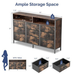 Wooden Chest Of 9 Drawers Bedroom Furniture Storage Bedside Table Country - thumbnail 2