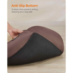 Dog Bed With Reversible Cushion, Raised Sides And Non-Slip Base, Washable Pet Sofa Bed, Coffee Brown And Sand Beige - thumbnail 4