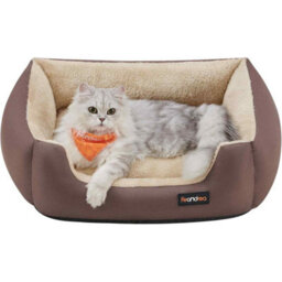 Dog Bed With Reversible Cushion, Raised Sides And Non-Slip Base, Washable Pet Sofa Bed, Coffee Brown And Sand Beige - thumbnail 6
