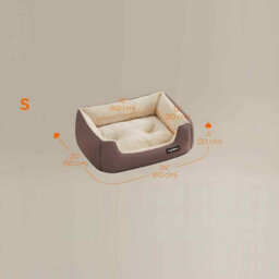 Dog Bed With Reversible Cushion, Raised Sides And Non-Slip Base, Washable Pet Sofa Bed, Coffee Brown And Sand Beige - thumbnail 2