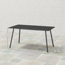 Wyld Haus Haba Steel Black Rectangular Outdoor Dining Table With Slatted Top - Seats 6 - thumbnail 3