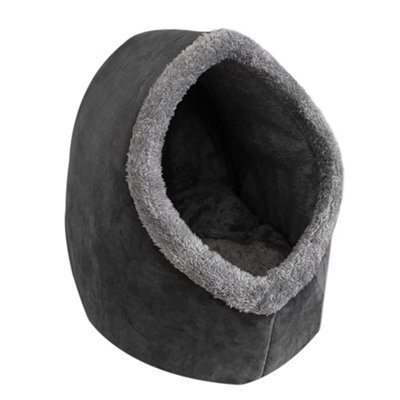 Finetree Cat Small Dog Cosy Bed Cave 2-In-1 Pets Igloo Hideout Cushion Washable Grey - image 1