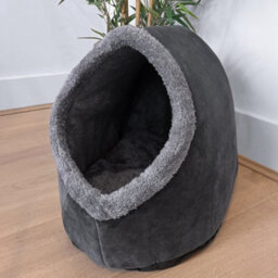 Finetree Cat Small Dog Cosy Bed Cave 2-In-1 Pets Igloo Hideout Cushion Washable Grey - thumbnail 7