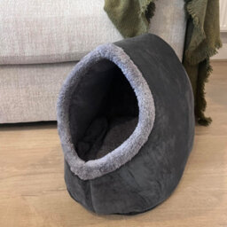 Finetree Cat Small Dog Cosy Bed Cave 2-In-1 Pets Igloo Hideout Cushion Washable Grey - thumbnail 3