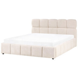 Beliani Ottoman Bed Fabric Noyon 160 X 200 Cm (Eu King Size) Light Beige - thumbnail 1