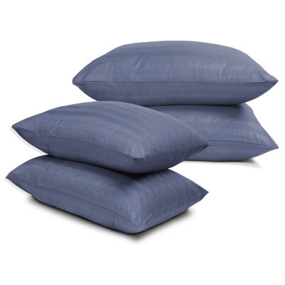 Bedlooms Washed Blue Satin Stripe Pillowcase 2 Pair-Soft Touch Striped Pillow Covers Skin Friendly Pillowcase Bedding Set 50X75Cm - image 1