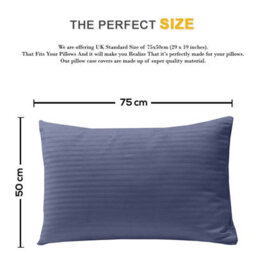 Bedlooms Washed Blue Satin Stripe  Pillowcase 2 Pair-Soft Touch Striped Pillow Covers Skin Friendly Pillowcase Bedding Set 50X75Cm - thumbnail 3