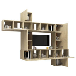 Berkfield 10 Piece Tv Cabinet Set Sonoma Oak Engineered Wood - thumbnail 3