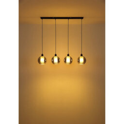 Luminosa Lighting Luminosa Ulf Bar Pendant Ceiling Light Matt Black Ball Smoke Glass Shade 4X E27 - thumbnail 5