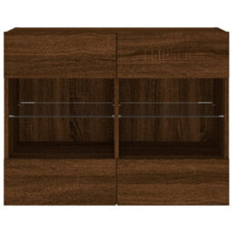 Berkfield Tv Wall Cabinet With Led Lights Brown Oak 78.5X30X60.5 Cm - thumbnail 7