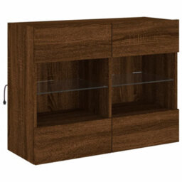 Berkfield Tv Wall Cabinet With Led Lights Brown Oak 78.5X30X60.5 Cm - thumbnail 3