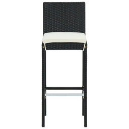 Walplus Garden Bar Stools With Cushions 4 Pcs Black Poly Rattan - thumbnail 4