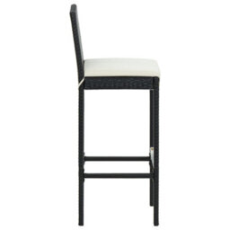 Walplus Garden Bar Stools With Cushions 4 Pcs Black Poly Rattan - thumbnail 5