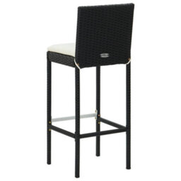 Walplus Garden Bar Stools With Cushions 4 Pcs Black Poly Rattan - thumbnail 6