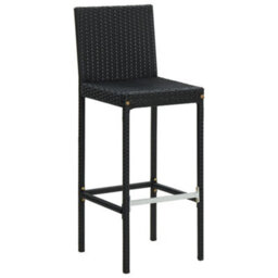 Walplus Garden Bar Stools With Cushions 4 Pcs Black Poly Rattan - thumbnail 3