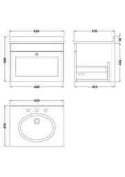 Balterley Swynnerton Traditional 1 Drawer Wall Hung Vanity Unit With Marble Basin, Satin Green, 600mm - thumbnail 5