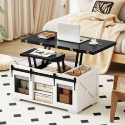 "Gainoom Black Lift Top Coffee Table 41.5"" Farmhouse Center Table 3-In-1 Convertible Dining Table" - thumbnail 5