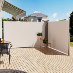 Living And Home Beige Outdoor Garden Retractable Sun Protection Privacy Side Awning Double Sided 600 X 180 Cm - thumbnail 1