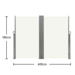Living And Home Beige Outdoor Garden Retractable Sun Protection Privacy Side Awning Double Sided 600 X 180 Cm - thumbnail 6