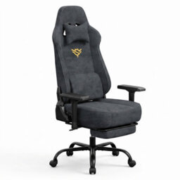 LEDREM Ergonomic Gaming Chair With Footrest And 4D Armrests, Suede Fabric, 72 X 72 X (125-135) Cm - thumbnail 3
