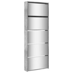 Berkfield Modern Shoe Cabinet With Mirror 5-Layer Concrete Grey 63X17X169.5 Cm