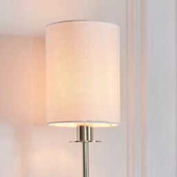 Luminosa Lighting Luminosa Sancerre Wall Lamp With Shade Bright Nickel Plate, Vintage White Fabric, 1X E14 - thumbnail 5