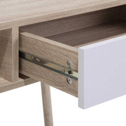 Beliani Office Desk 100 X 48 Cm, Light Brown And White, Drawer And Shelf - thumbnail 9