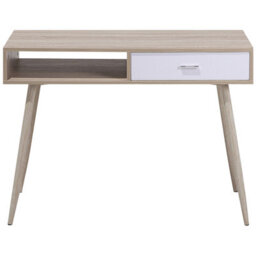 Beliani Office Desk 100 X 48 Cm, Light Brown And White, Drawer And Shelf - thumbnail 1