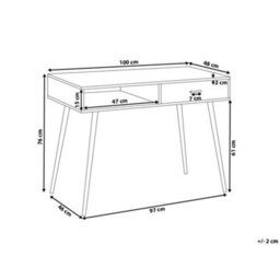 Beliani Office Desk 100 X 48 Cm, Light Brown And White, Drawer And Shelf - thumbnail 4
