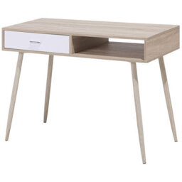 Beliani Office Desk 100 X 48 Cm, Light Brown And White, Drawer And Shelf - thumbnail 5
