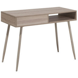 Beliani Office Desk 100 X 48 Cm, Light Brown And White, Drawer And Shelf - thumbnail 7