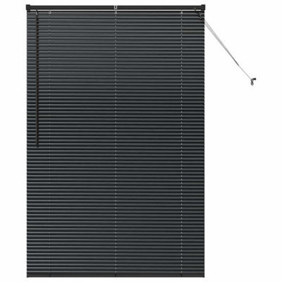 Berkfield Modern Window Blind With Curtains Manual Black Aluminium