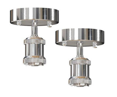 2 Pack Of Single Head Fully Earth Ceiling Light Retro Flush Mount Chrome E27 Lamp Holder Sconce Chandeliers - image 1