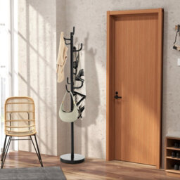 Costway Coat Hat Hanger 8 Hooks Freestanding Clothes Holder Organiser Stand Rack Home - thumbnail 2