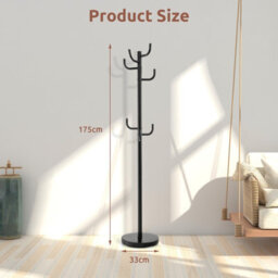 Costway Coat Hat Hanger 8 Hooks Freestanding Clothes Holder Organiser Stand Rack Home - thumbnail 3