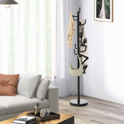 Costway Coat Hat Hanger 8 Hooks Freestanding Clothes Holder Organiser Stand Rack Home - thumbnail 6