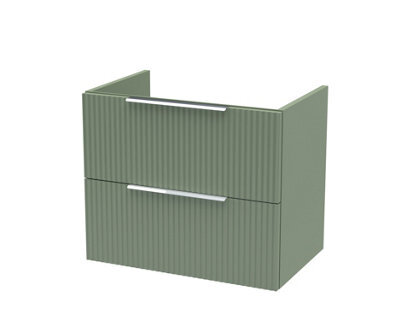 Hudson Reed Fluted Wall Hung 2-Drawer Vanity Unit, Stylish Modern Vanity Unit In Bathroom With Finger Pull Handle Design - image 1