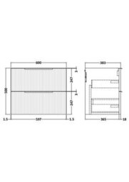Hudson Reed Fluted Wall Hung 2-Drawer Vanity Unit, Stylish Modern Vanity Unit In Bathroom With Finger Pull Handle Design - thumbnail 2