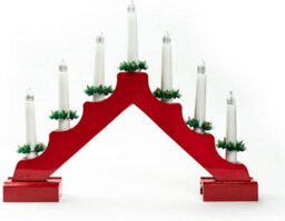 Christmas Candle Bridge 7 Led Battery Operated Wooden Xmas Decoration With 6 Hour Timer For Windowsill Or Table Display - Red - thumbnail 5