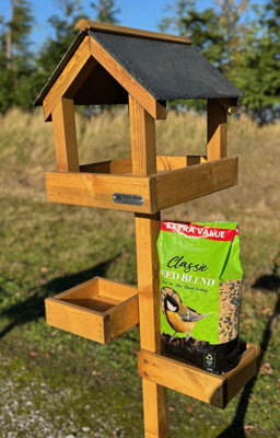Simply Wood Camden Bird Table Slate Roof With Free Bird Seed - image 1