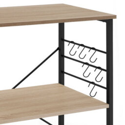 Tectake Drinks Trolley Rugby - 3 Shelves, 4 Castors With Parking Brake - Industrial Wood Light, Oak Sonoma - thumbnail 7
