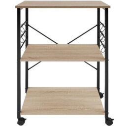 Tectake Drinks Trolley Rugby - 3 Shelves, 4 Castors With Parking Brake - Industrial Wood Light, Oak Sonoma - thumbnail 2