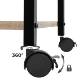 Tectake Drinks Trolley Rugby - 3 Shelves, 4 Castors With Parking Brake - Industrial Wood Light, Oak Sonoma - thumbnail 5