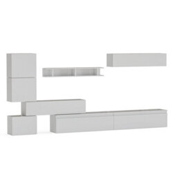 Decorotika Dijon Moduler Modern Tv Unit Wall Mount Customizable Layout High Gloss White - thumbnail 4