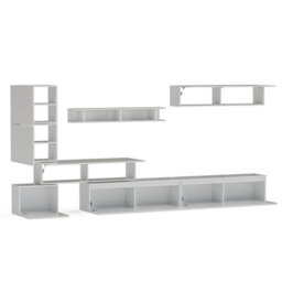 Decorotika Dijon Moduler Modern Tv Unit Wall Mount Customizable Layout High Gloss White - thumbnail 5