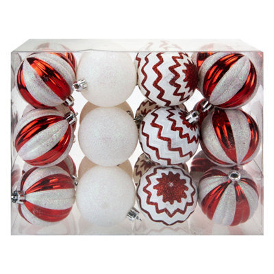 Red & White Baubles Candy Cane (24 Pack) - Christmas Tree Decorations - image 1