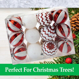 Red & White Baubles Candy Cane (24 Pack) - Christmas Tree Decorations - thumbnail 2